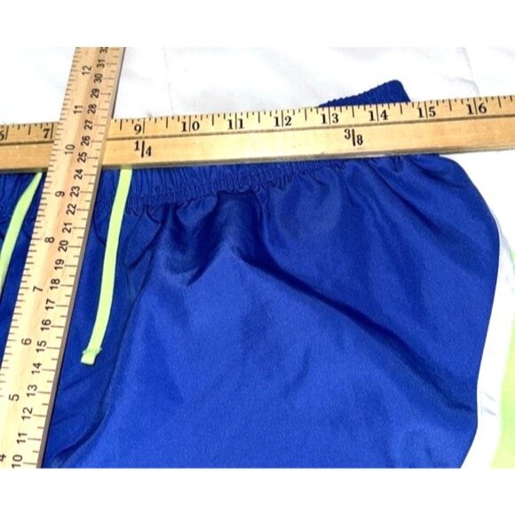 Sport Essentials Athletic Running Shorts Blue & Neon Green M - Picture 6 of 8